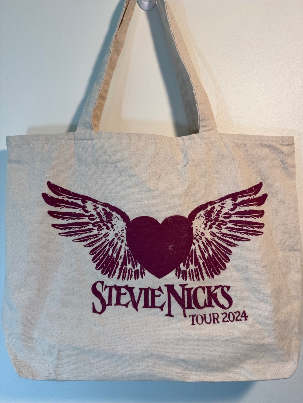 Stevie Nicks cream/purple 2024 concert tour merch canvas tote.